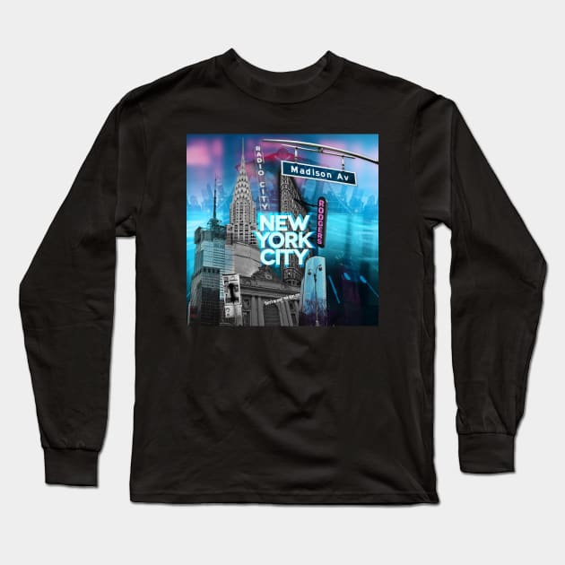 New York10 Long Sleeve T-Shirt by JavierMartinez